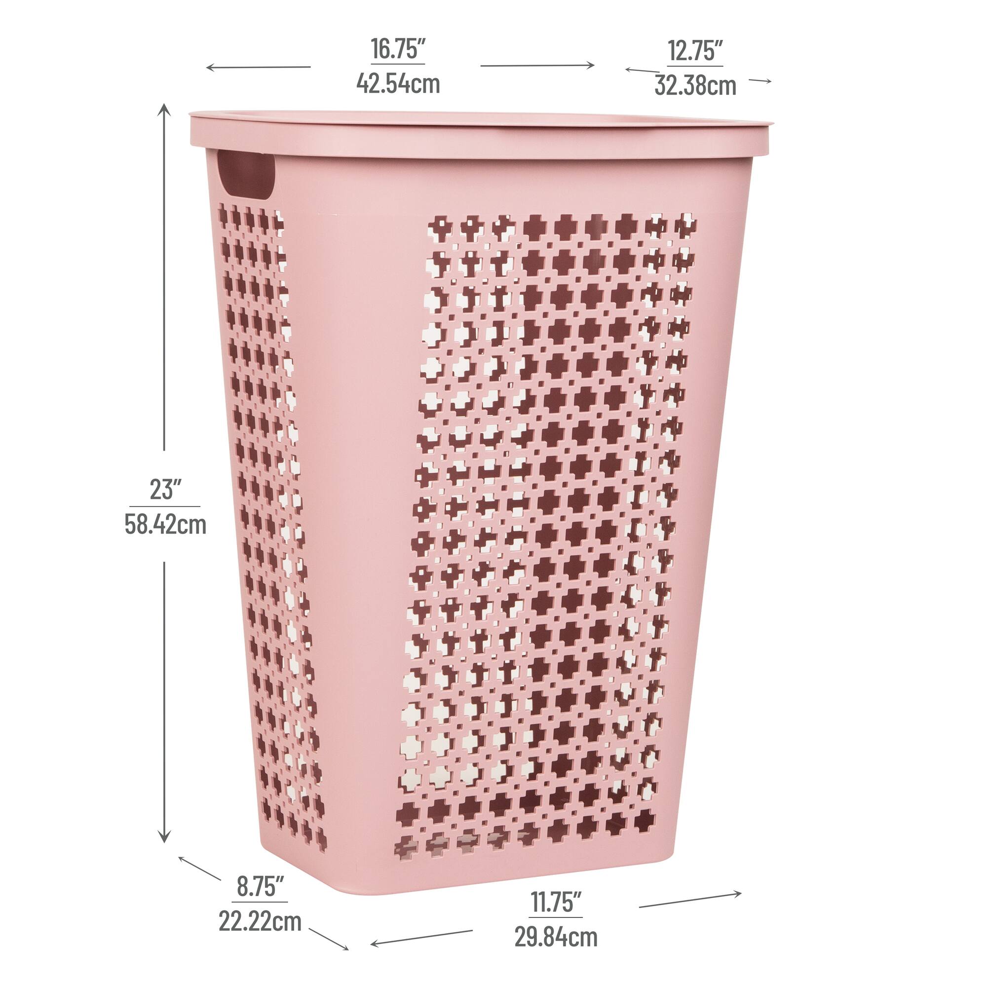 Mind Reader 50L Tapered Laundry Hamper with Swiss Cross Cut-Outs